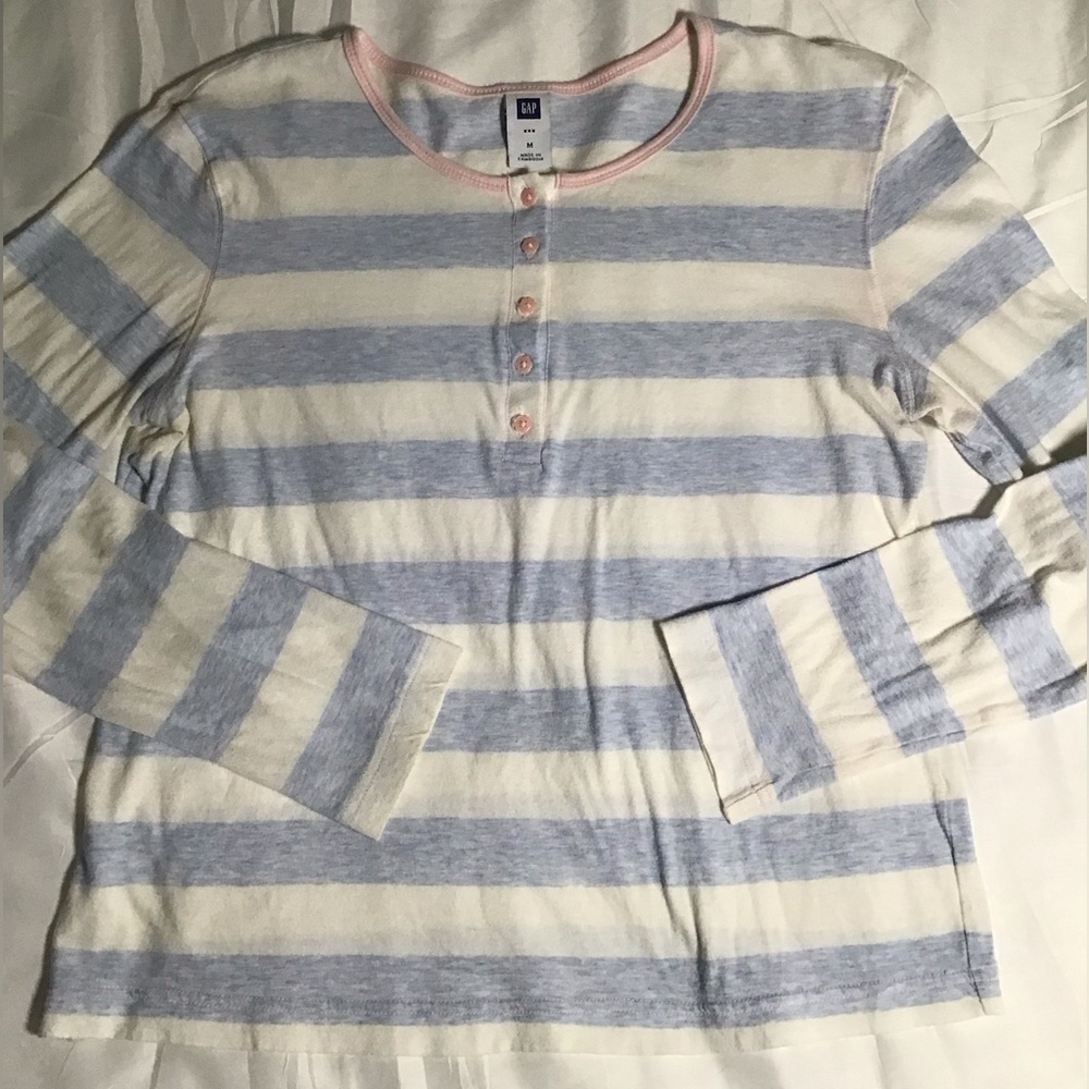 Gap Striped Long Sleeve Top - Blue and White
